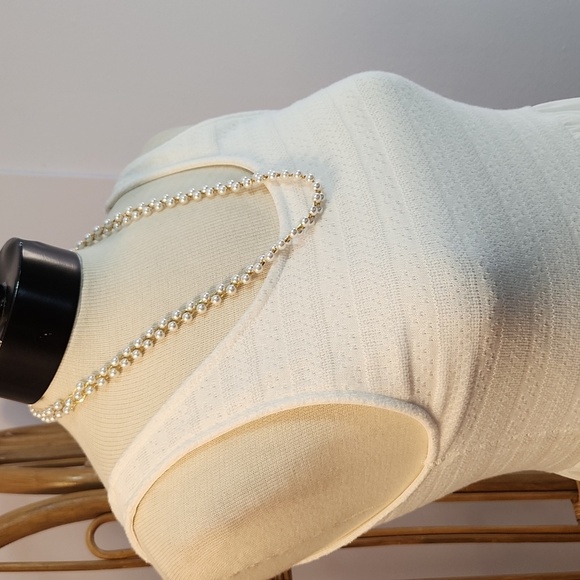 Divided H&M white sheer dress flowy knit top sz 12 asymmetrical hem slip dress - Picture 3 of 12